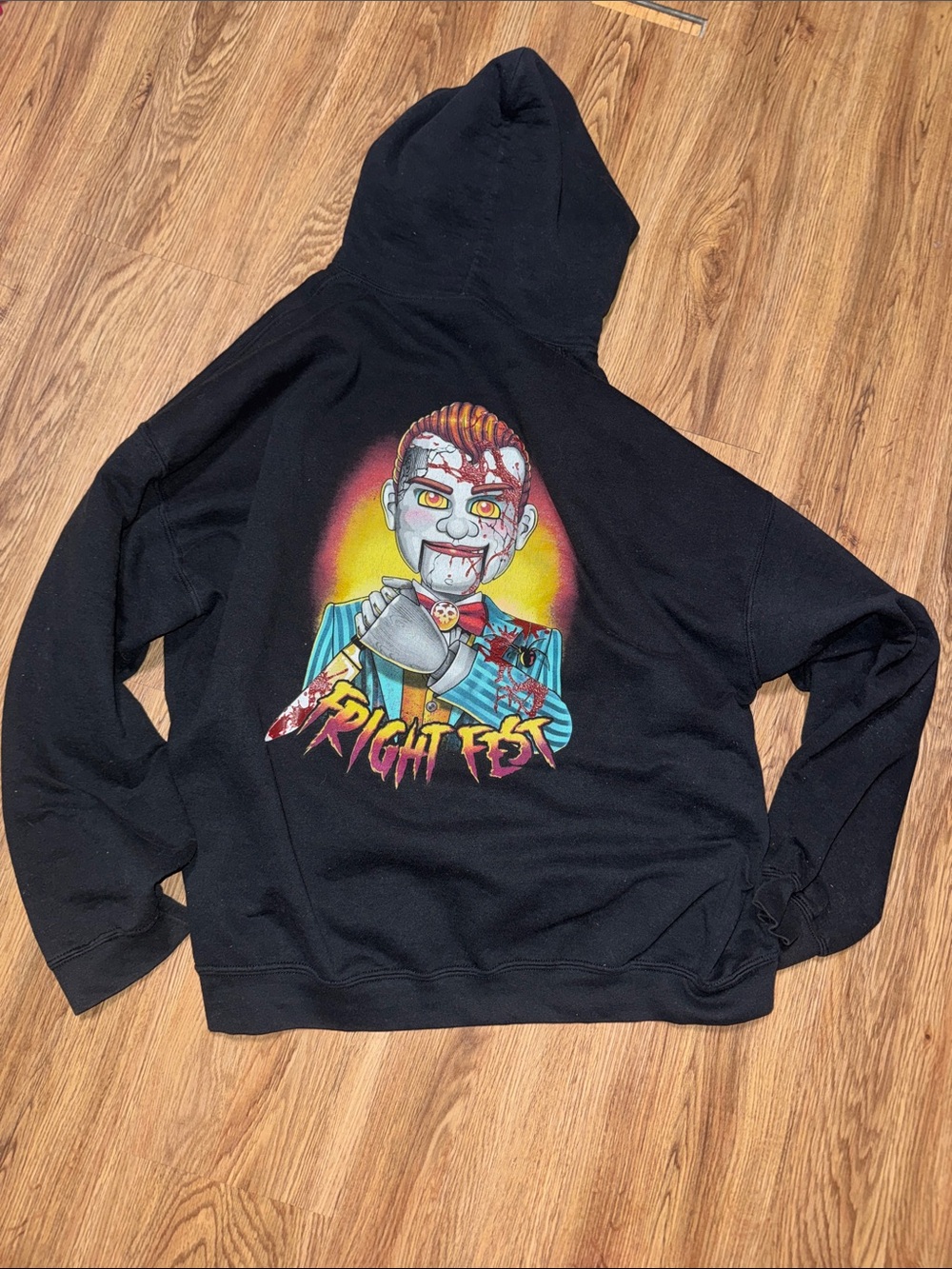 Official Six Flags Fright Fest hoodie w/ ventriloquist dummy EUC XXL